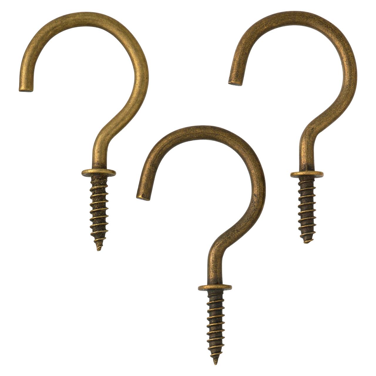 24 Packs: 3 ct. (72 total) 1.25" Antique Brass Cup Hooks by Studio Décor®